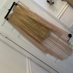 Formal Gold Sequin Strapless dress, NWT